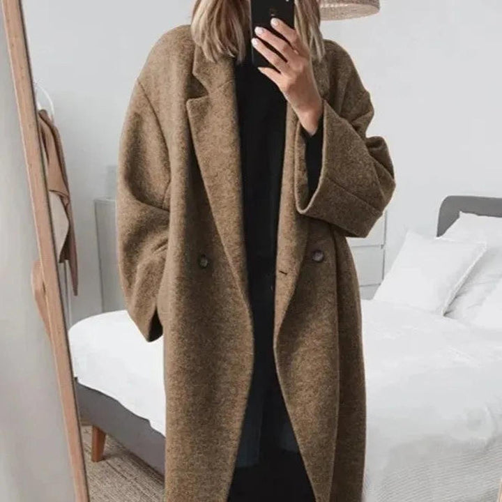 Mune | Plus Size Women's Cashmere Coat with Lapel Collar