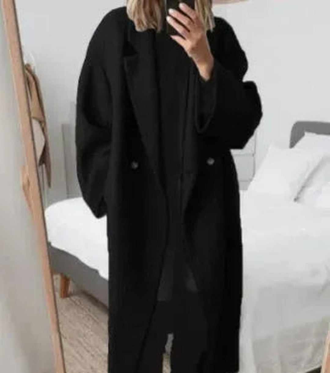 Mune | Plus Size Women's Cashmere Coat with Lapel Collar