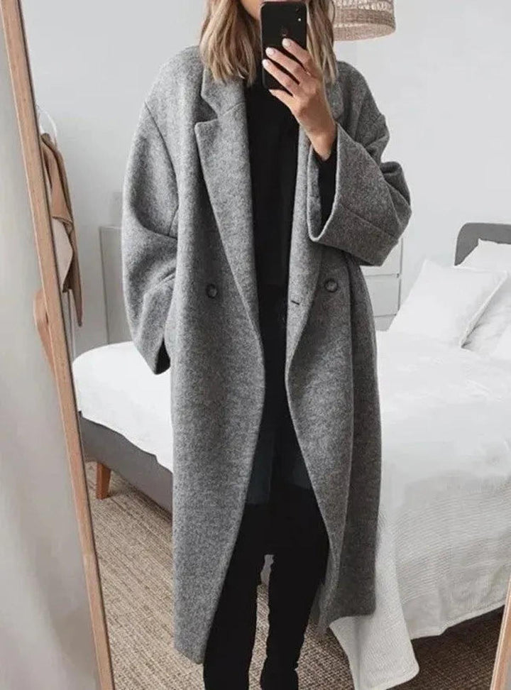Mune | Plus Size Women's Cashmere Coat with Lapel Collar