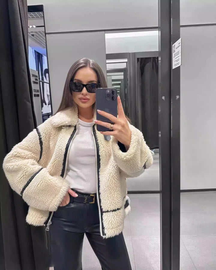 Mune | Women's Oversized Teddy Winter Jacket with Collar
