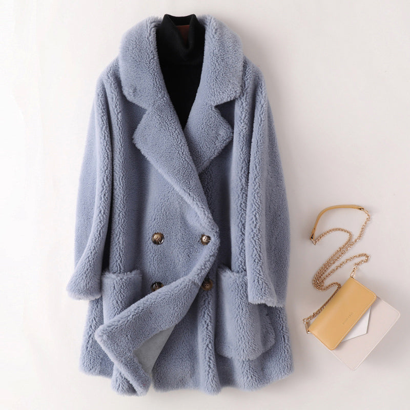 Mune | Women's Oversized Teddy Jacket with Wide Lapels and Double Button Placket