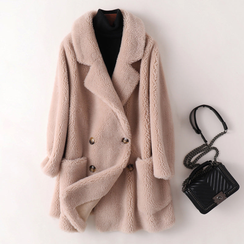 Mune | Women's Oversized Teddy Jacket with Wide Lapels and Double Button Placket