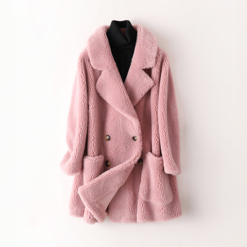 Mune | Women's Oversized Teddy Jacket with Wide Lapels and Double Button Placket