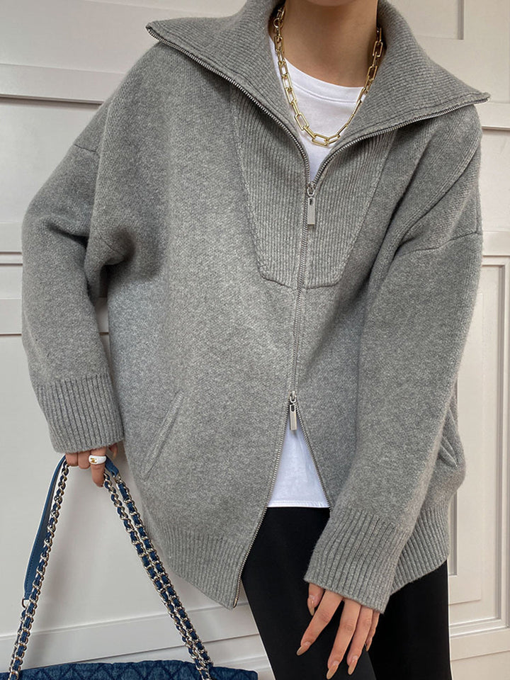 Mune | Women's Plus Size Cardigan with Open Collar and Long Sleeves