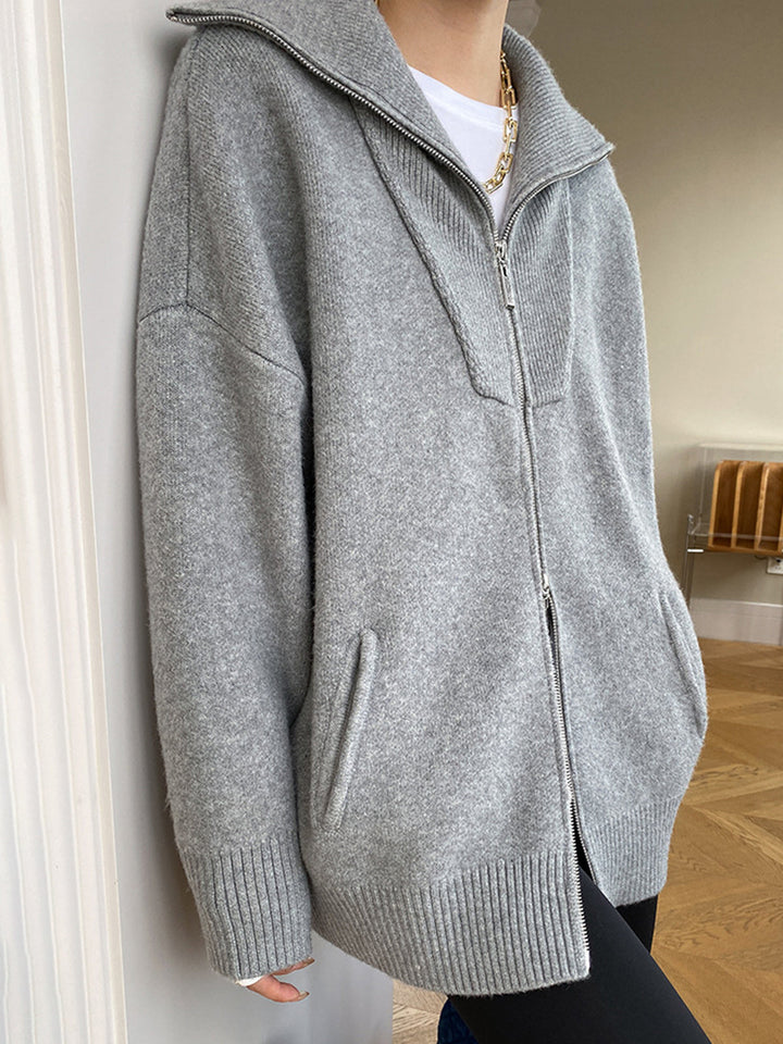 Mune | Women's Plus Size Cardigan with Open Collar and Long Sleeves