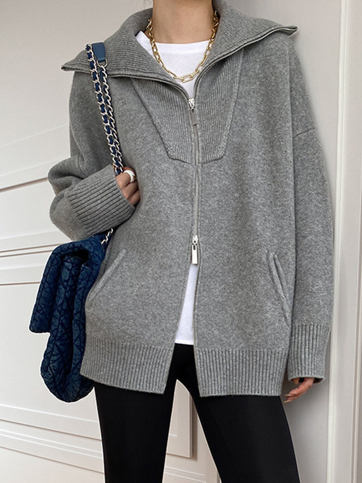 Mune | Women's Plus Size Cardigan with Open Collar and Long Sleeves