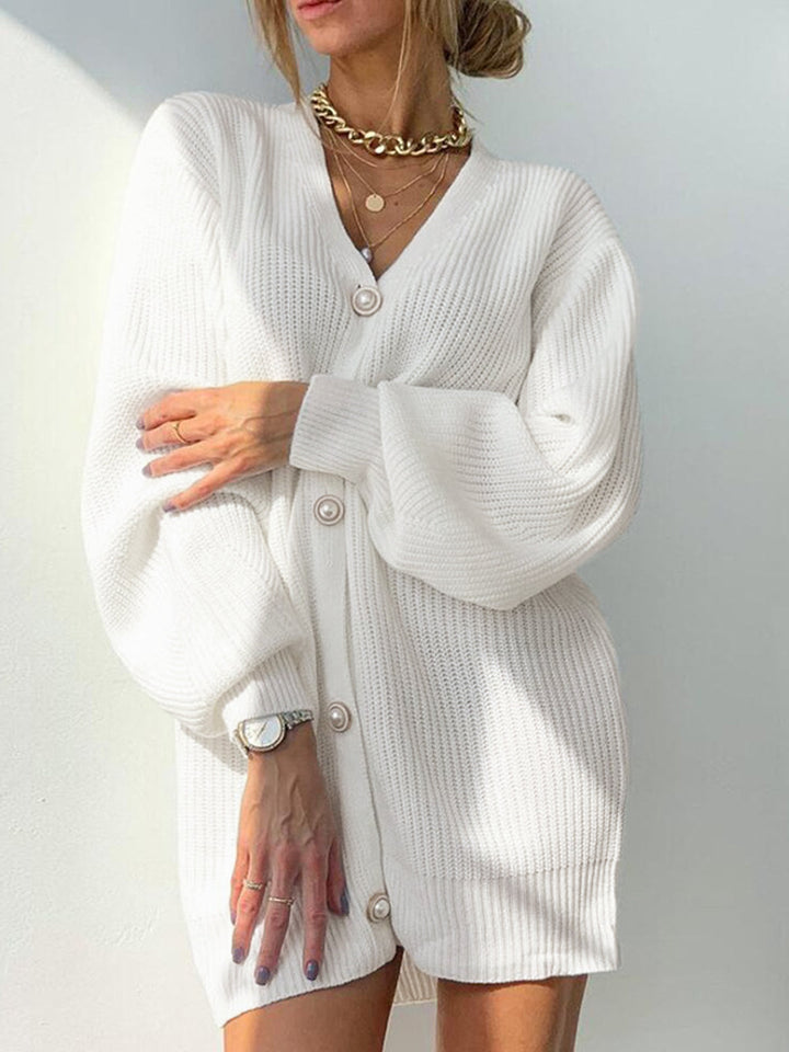 Mune | Women's Oversized Knit Cardigan with V-Neck and Button Closure