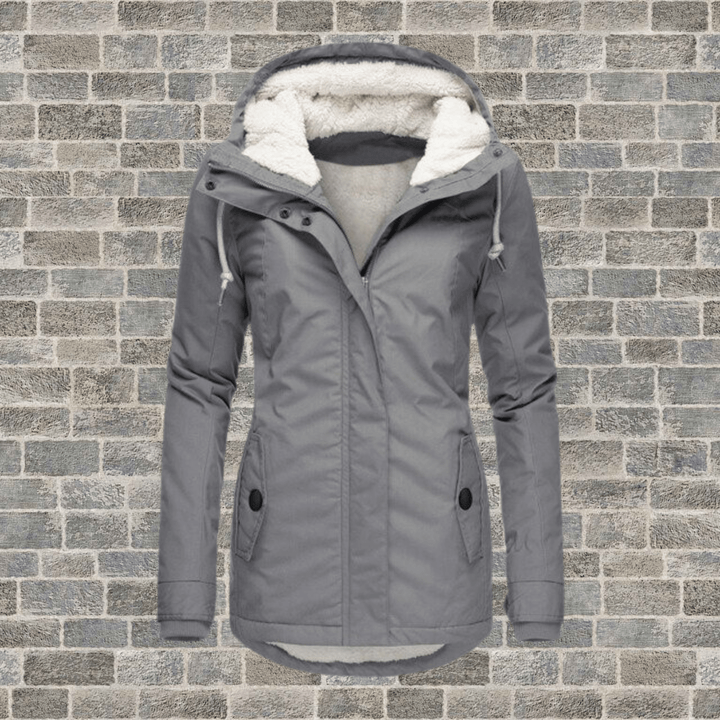 Mune | Pleated Cotton Coat with Removable Sheepskin Hood