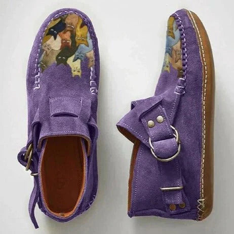 Women’s Artistic Cat Design Slip-On Shoes