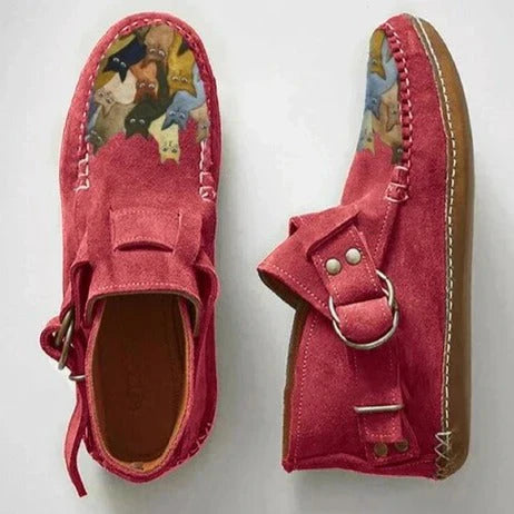 Women’s Artistic Cat Design Slip-On Shoes