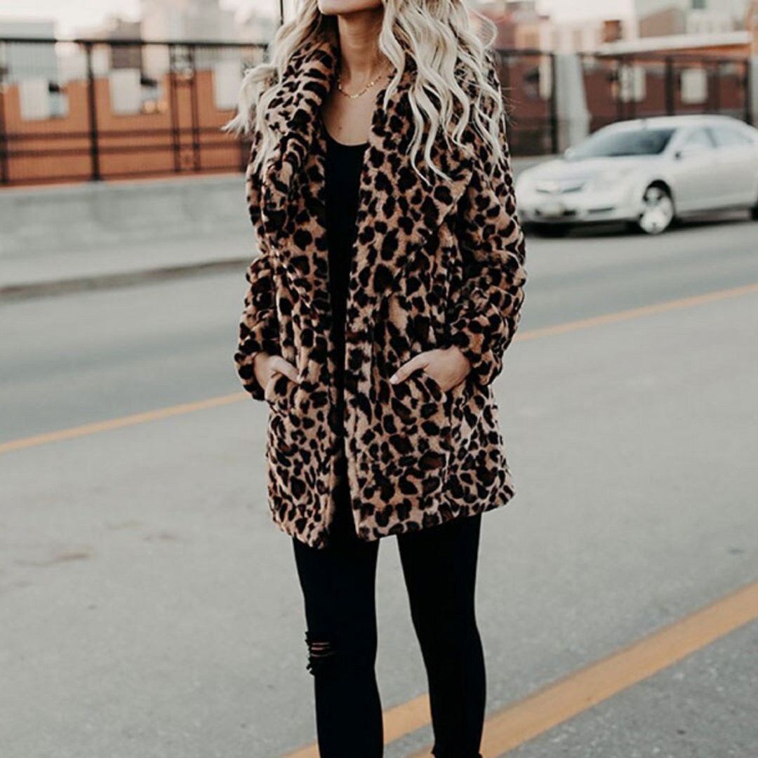 Mune | Plush Leopard Print Winter Fur Jacket