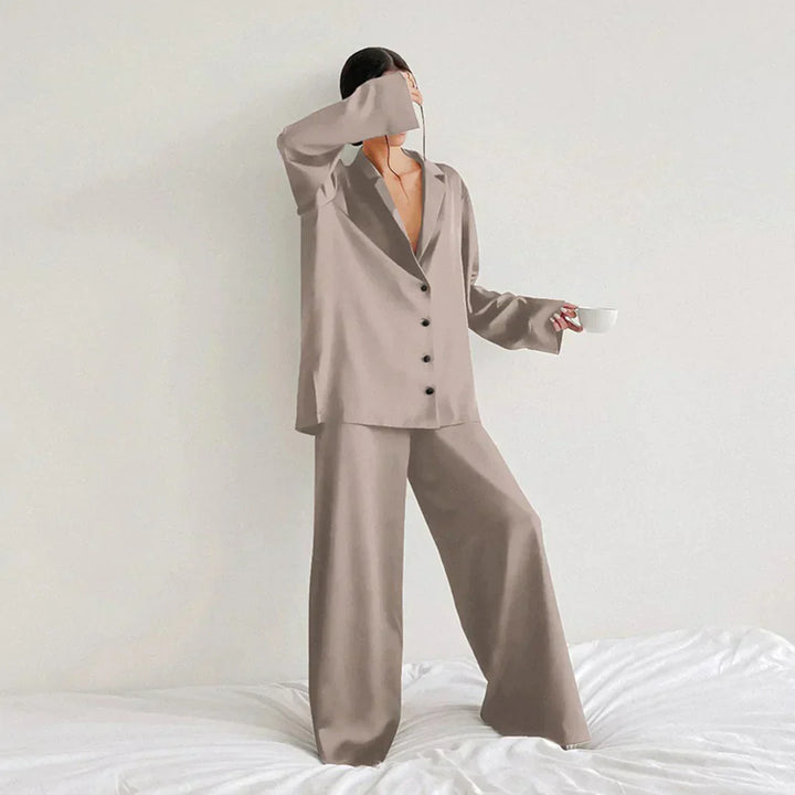 Mune | Satin Pajama Set with Wide Pants