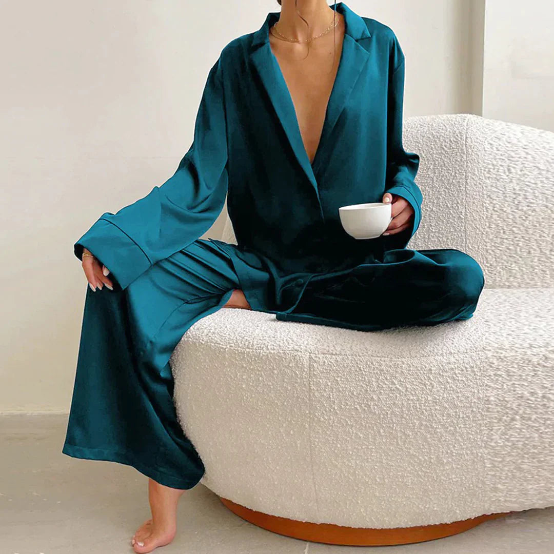Mune | Satin Pajama Set with Wide Pants
