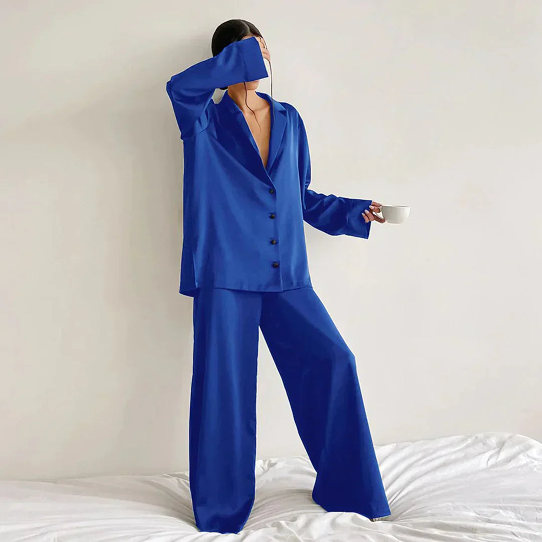 Mune | Satin Pajama Set with Wide Pants
