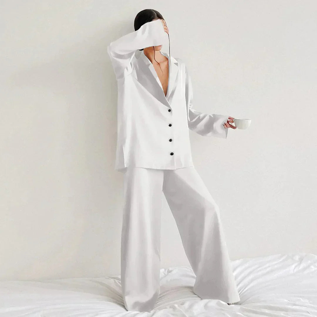 Mune | Satin Pajama Set with Wide Pants