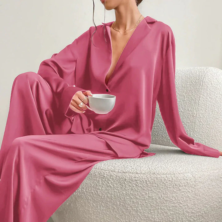 Mune | Satin Pajama Set with Wide Pants