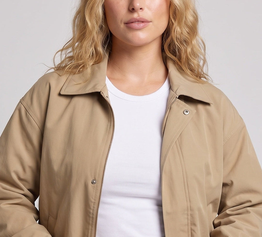 Women's Lightweight Shirt Jacket in Oversized Look with Shirt Collar and Concealed Press Stud Placket Mune Fashion