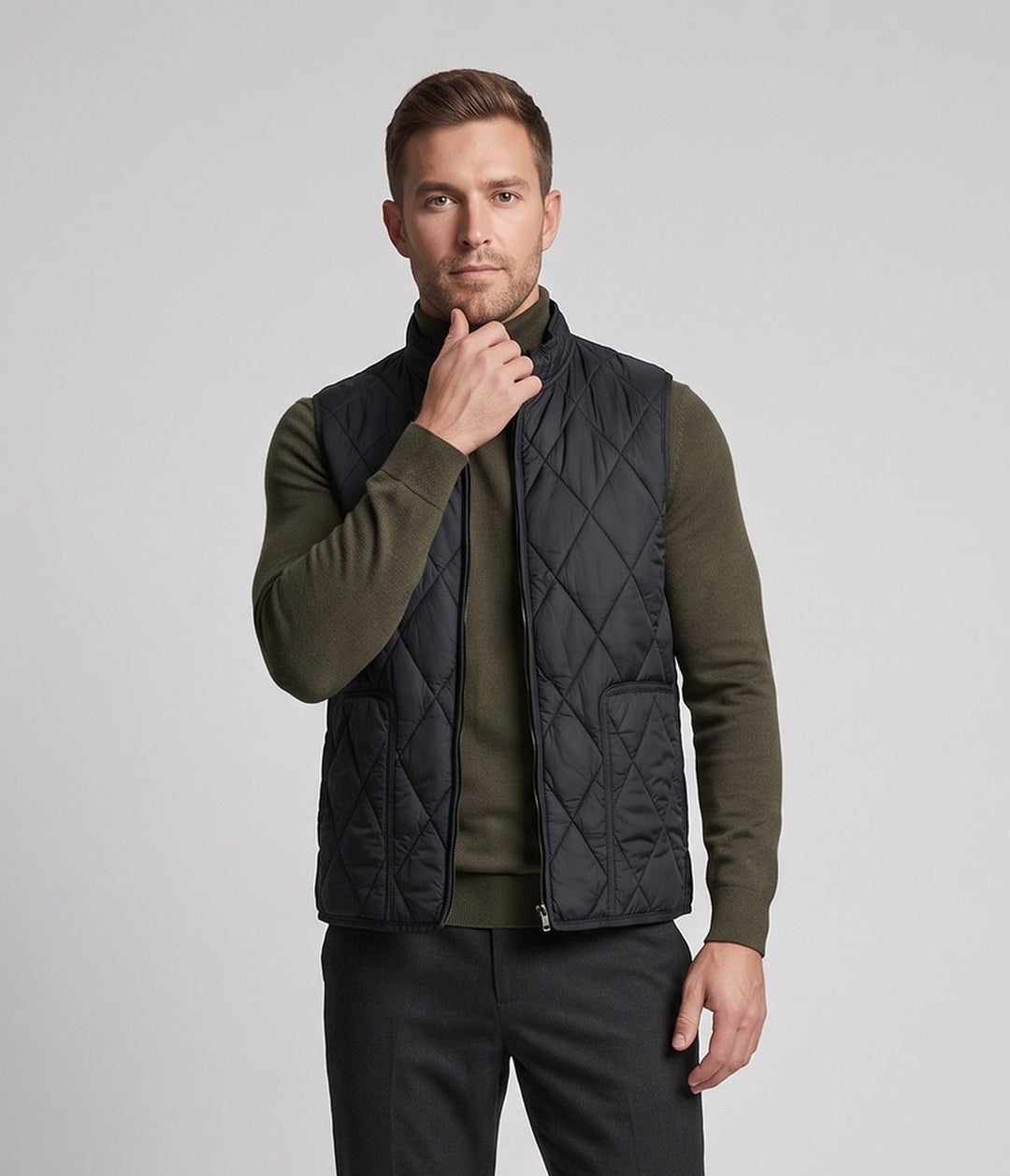 Men's quilted vest with stand-up collar and light thermal insulation Mune Fashion