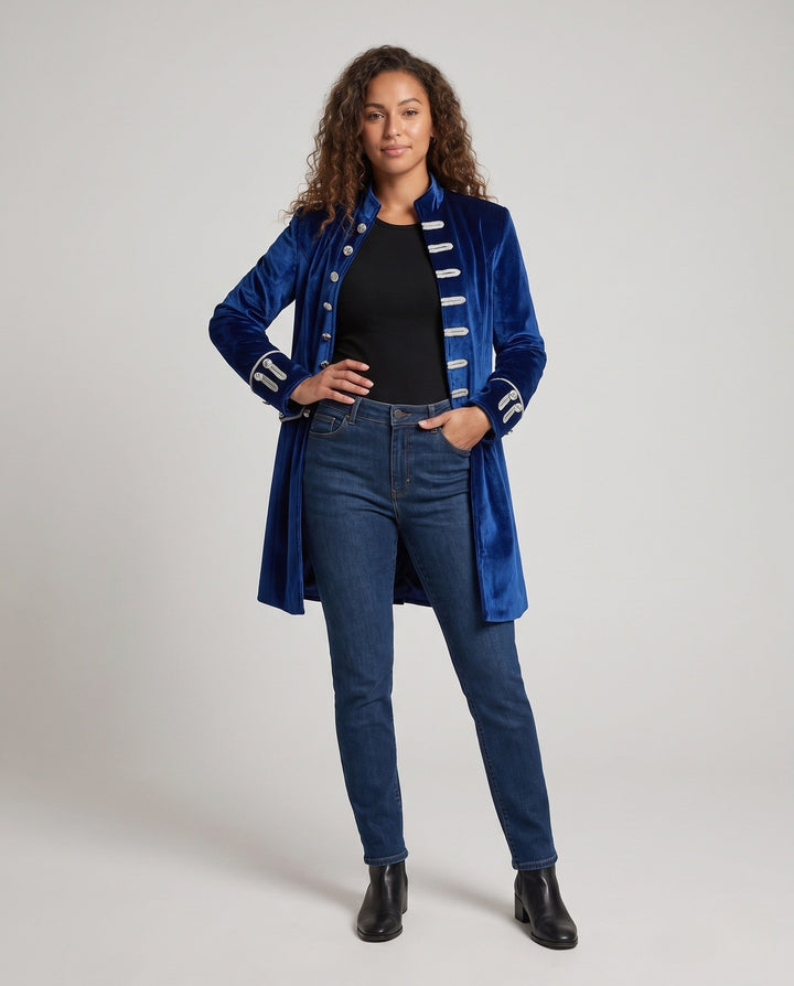 Women elegant velvet tailcoat with elaborate buttons Mune Fashion