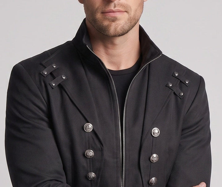 Men's stylish tailcoat with asymmetric hem and decorative button details Mune Fashion