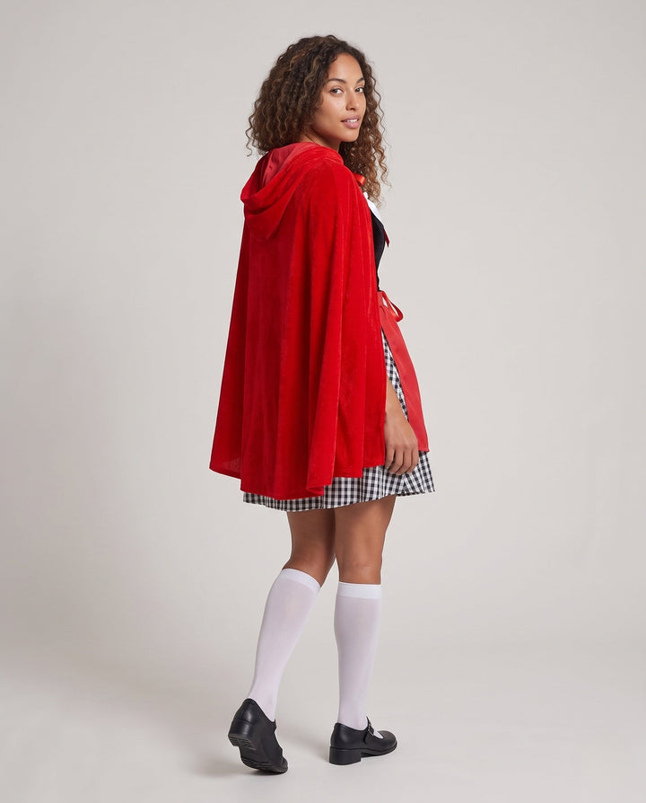 Women's Fairy Tale Little Red Riding Hood Costume with Elegant Hood and Cheerful Tulle Skirt Mune Fashion