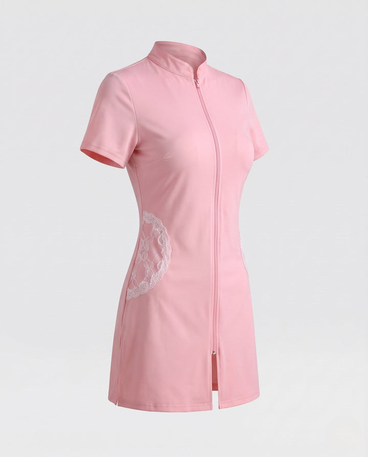 Women's sexy nurse costume with zipper and garter Mune Fashion