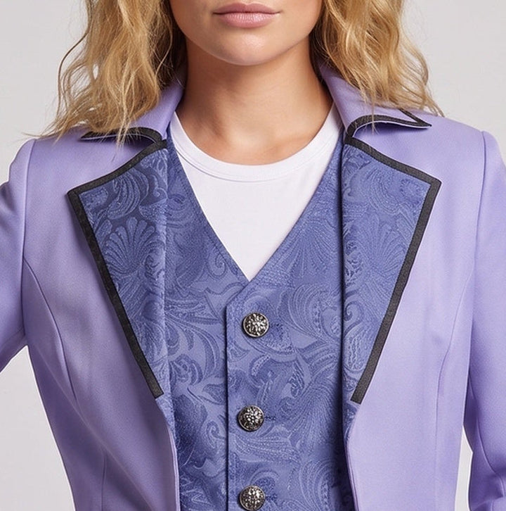 Women's Charming Suit Coat with Detailed Waistcoat Mune Fashion
