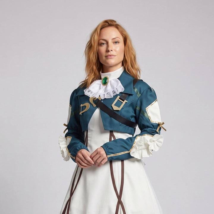 Women’s Festive Cosplay Dress with Ruffles and Detailed Blouse Mune Fashion