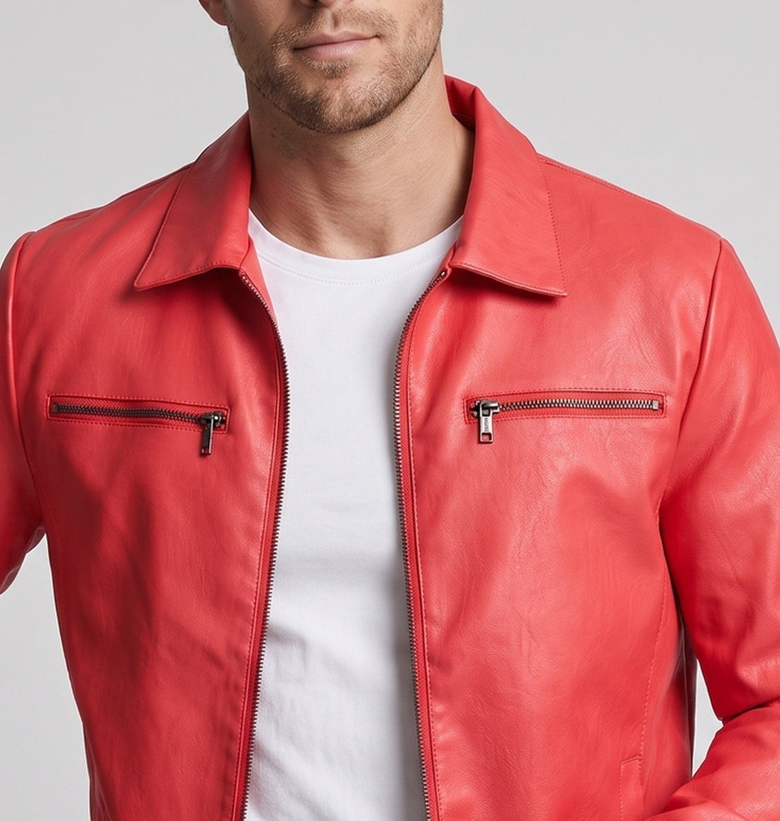Men's Stylish Faux Leather Jacket with Practical Zip Pockets Mune Fashion