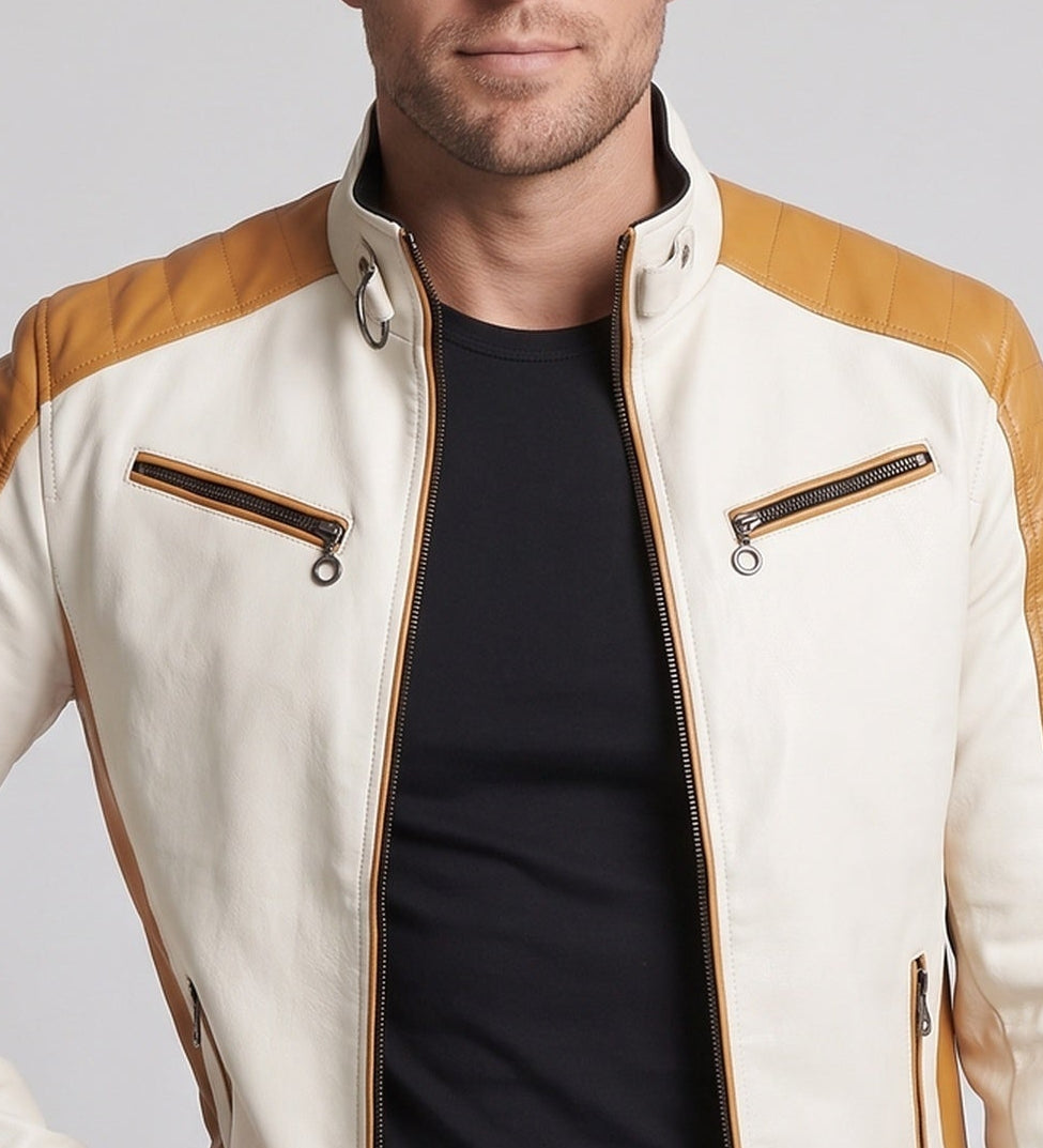 Men's Fashion Faux Leather Jacket with Quilted Details Mune Fashion 1788322039