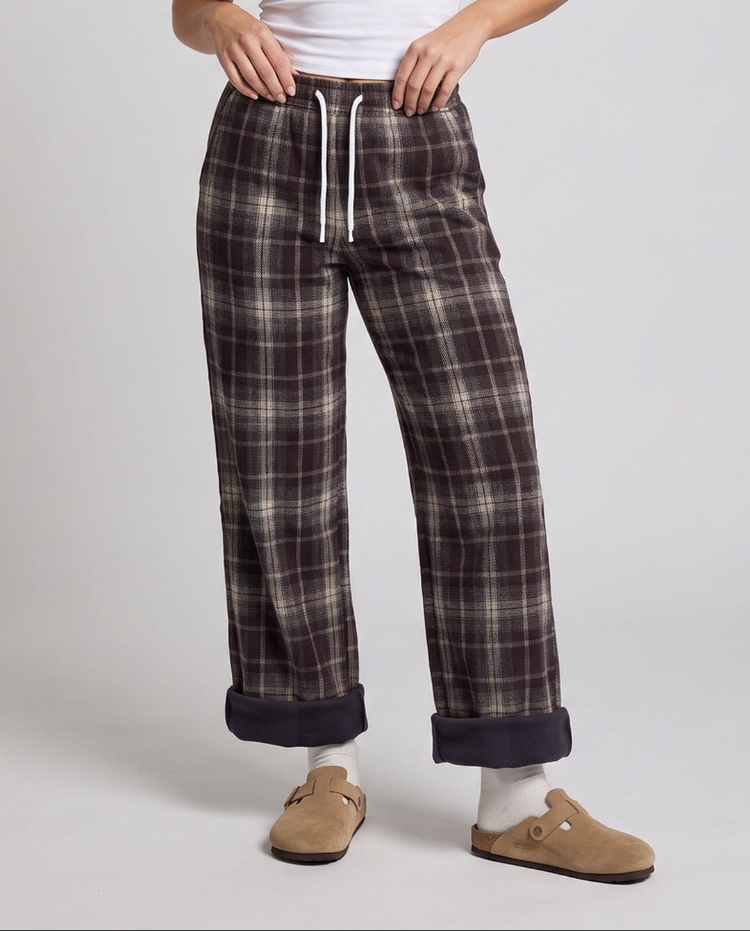 Women Comfortable Checked Pants Mune Fashion