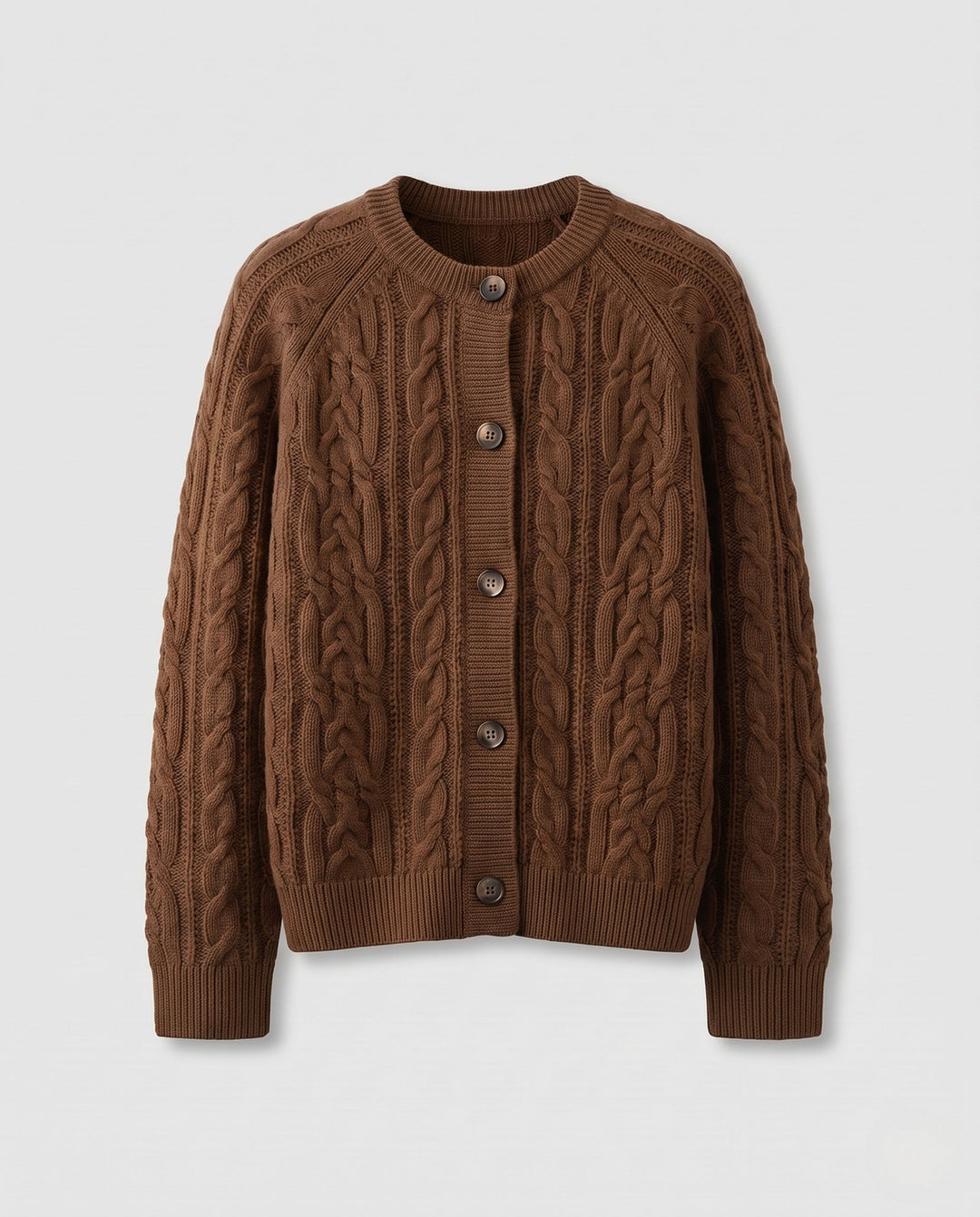 Women's Boxy Braided Knit Cardigan with Raglan Sleeves and Angora-like Texture Mune Fashion
