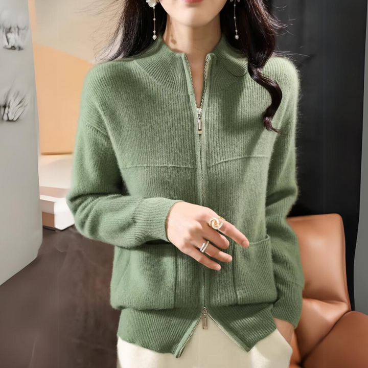 Mune | Women's Merino Cardigan with Zipper and Long Sleeves