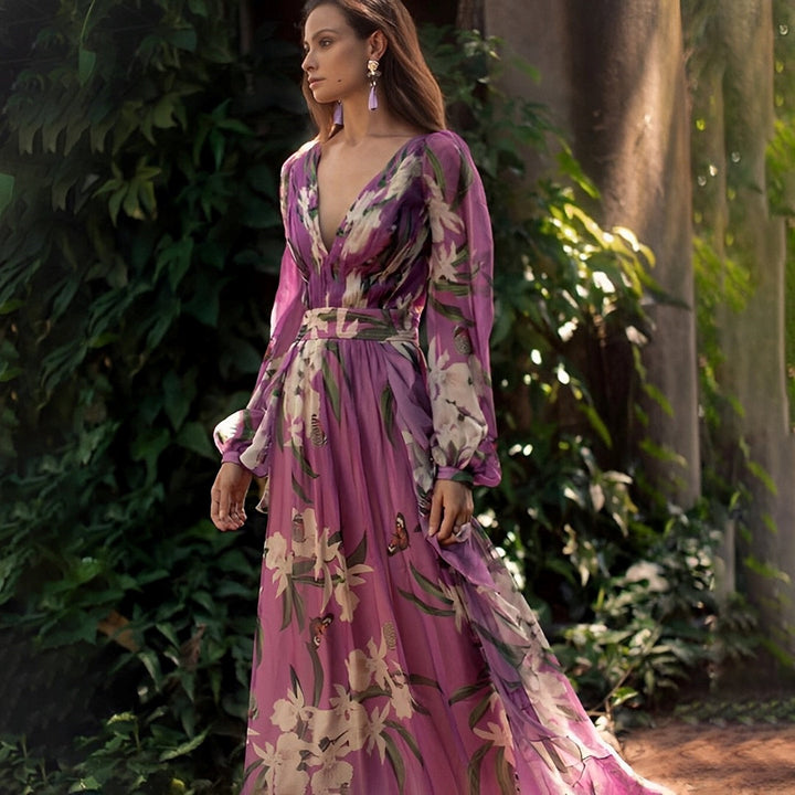 Mune | Women’s Lightweight Floral Chiffon Dress with Flowy Fit