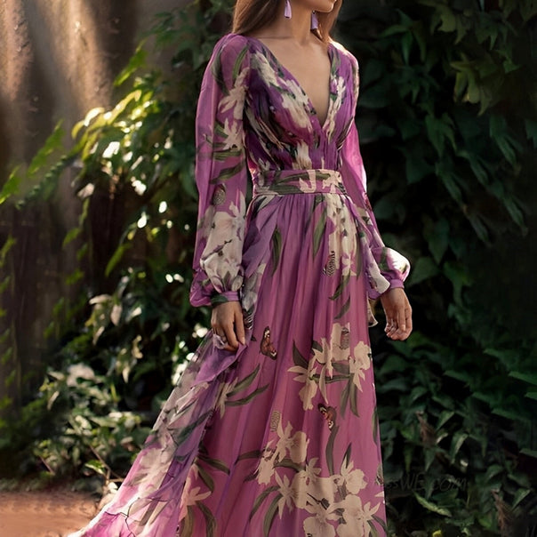 Mune | Women’s Lightweight Floral Chiffon Dress with Flowy Fit