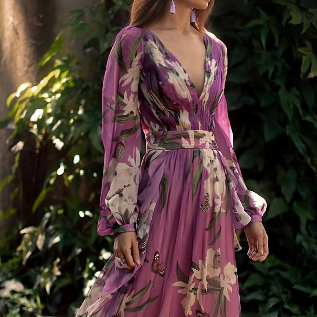 Mune | Women’s Lightweight Floral Chiffon Dress with Flowy Fit