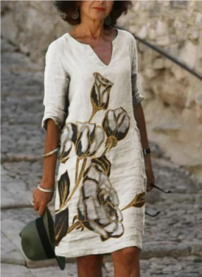 Women’s Floral V-Neck Midi Dress
