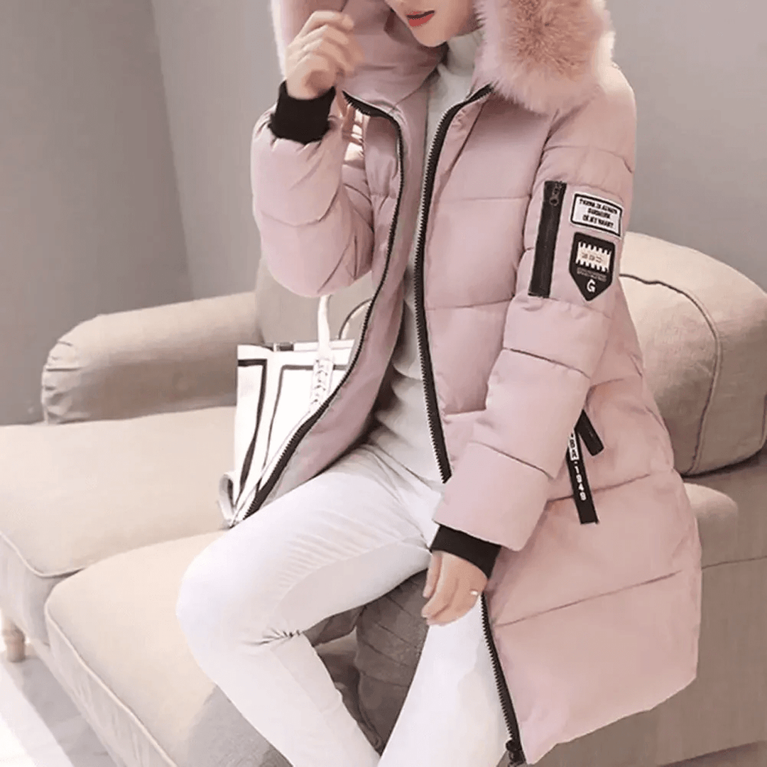 Mune | Patched Oversized Puffer Coat with Faux Fur Hood