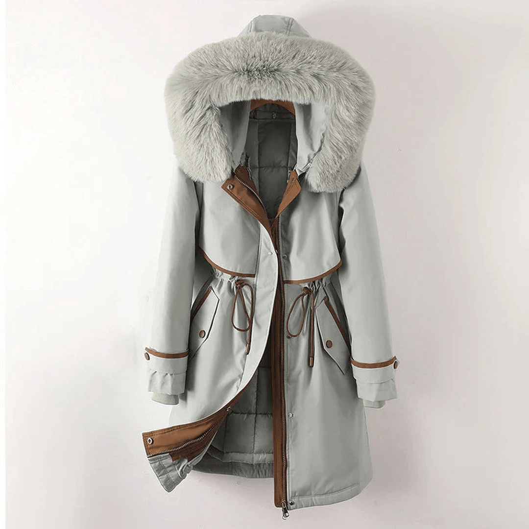 Mune | Padded Winter Parka Jacket with Adjustable Waist and Faux Fur Hood