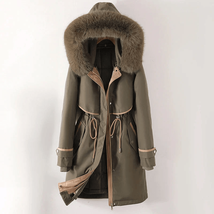 Mune | Padded Winter Parka Jacket with Adjustable Waist and Faux Fur Hood