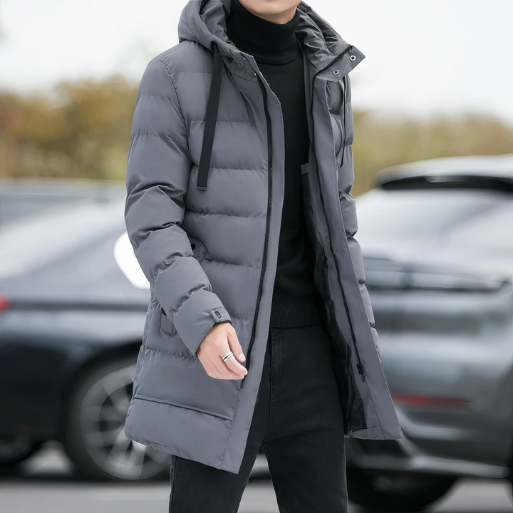 Mune | Casual Winter Padded Long Coat with Hood for Men