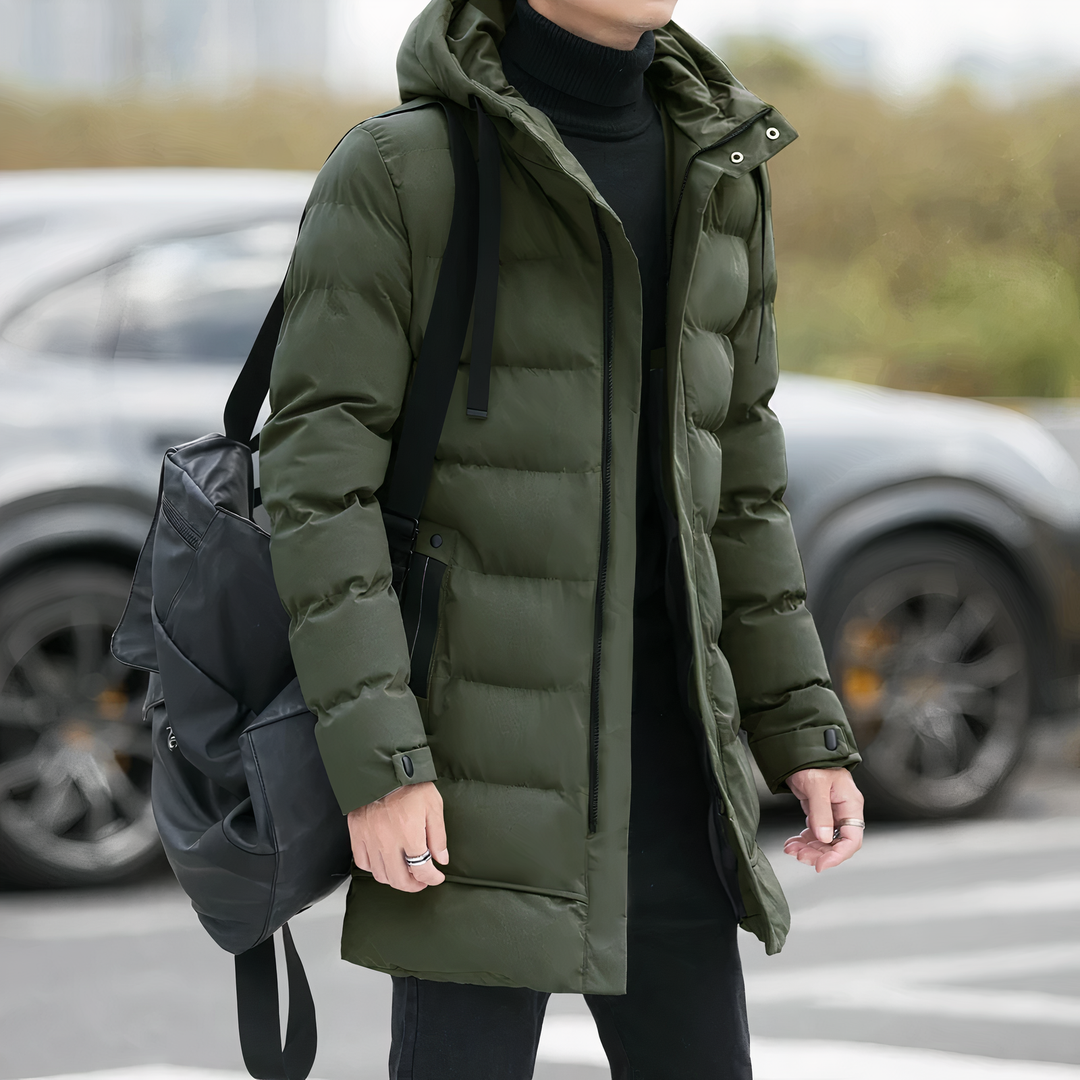 Mune | Casual Winter Padded Long Coat with Hood for Men