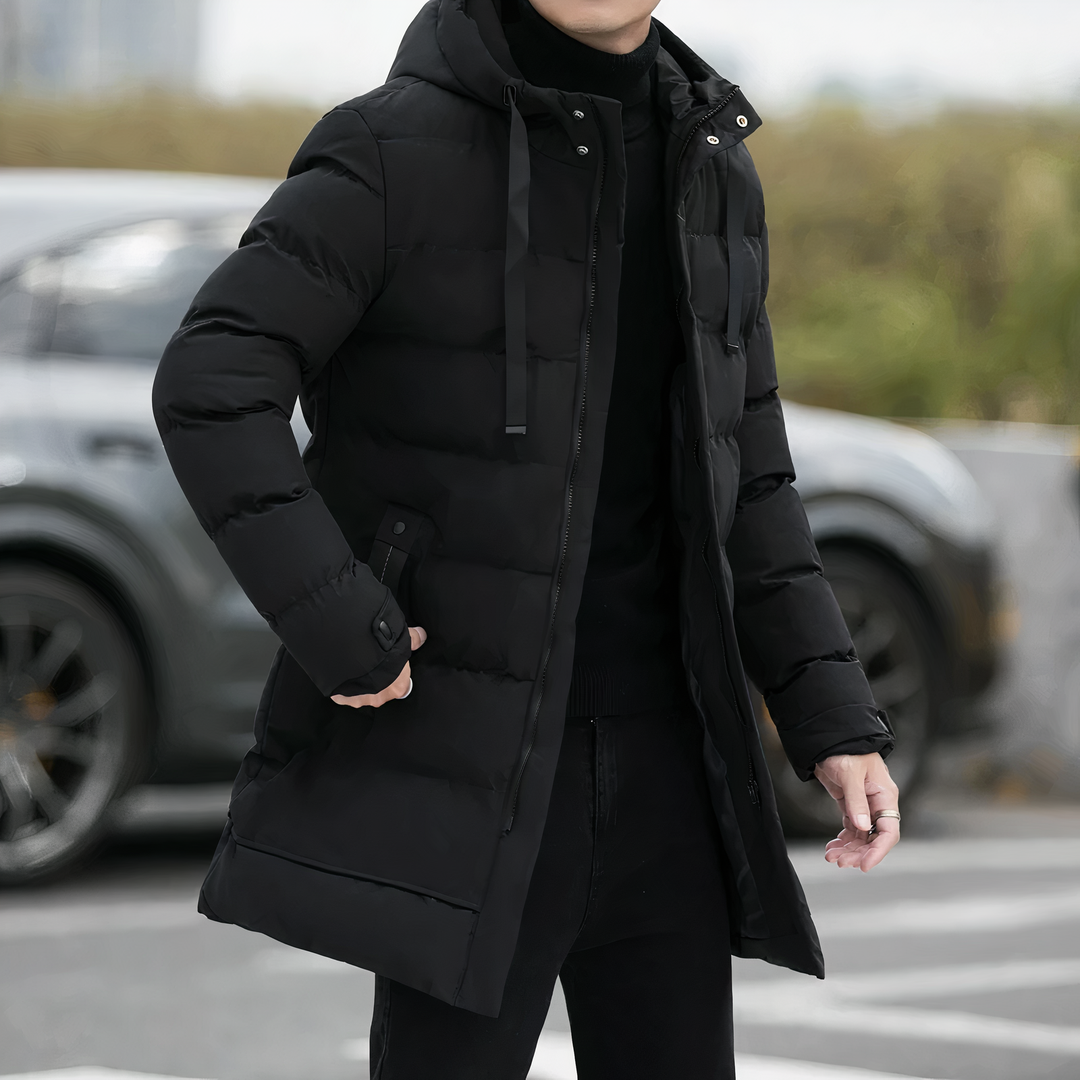 Mune | Casual Winter Padded Long Coat with Hood for Men