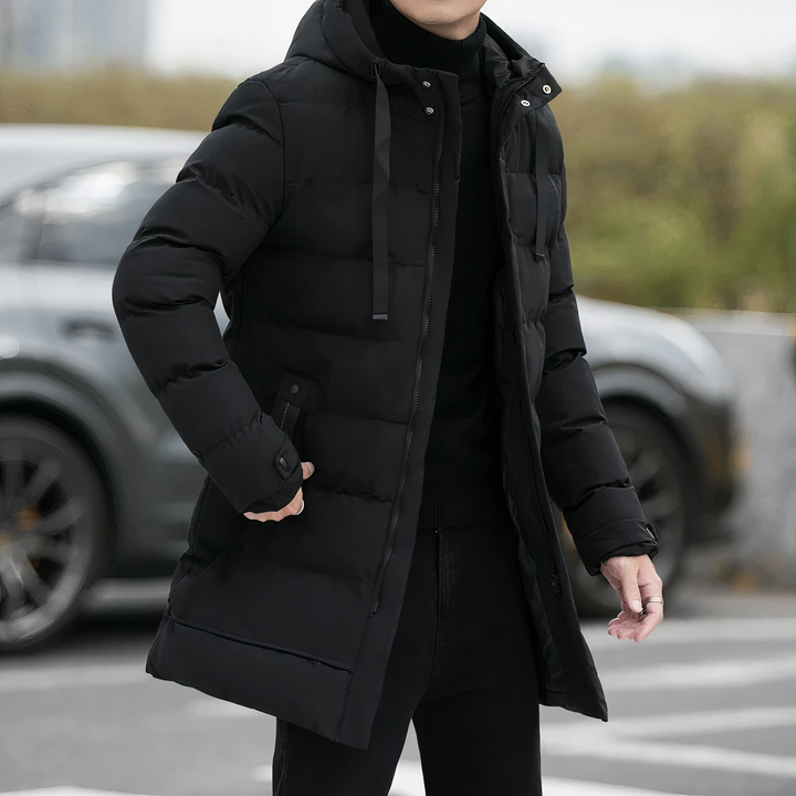 Mune | Casual Winter Padded Long Coat with Hood for Men