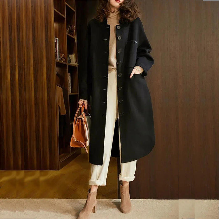 Mune | Women's Long Trench Coat with Classic Button Closure