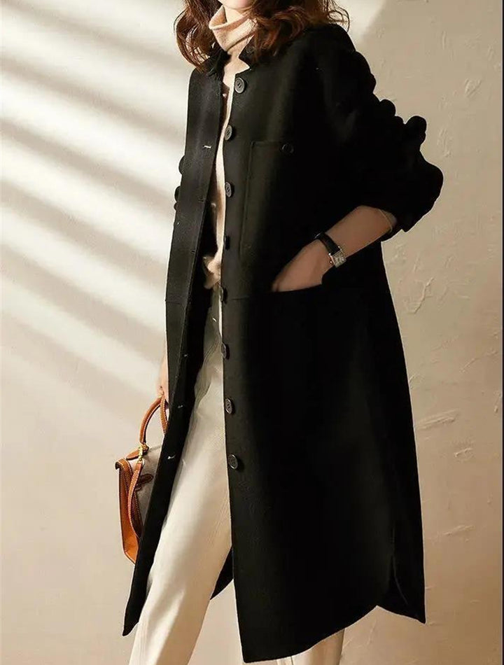 Mune | Women's Long Trench Coat with Classic Button Closure