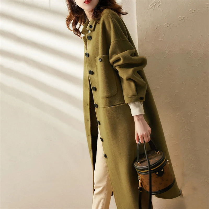 Mune | Women's Long Trench Coat with Classic Button Closure