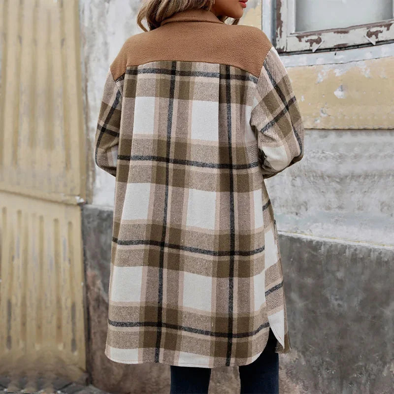Mune | Women's Long Checked Coat with Pockets