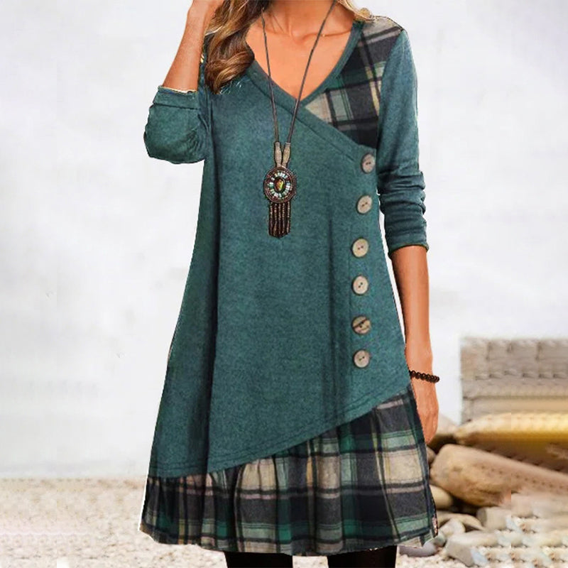 Mune | Long-sleeved checkered dress