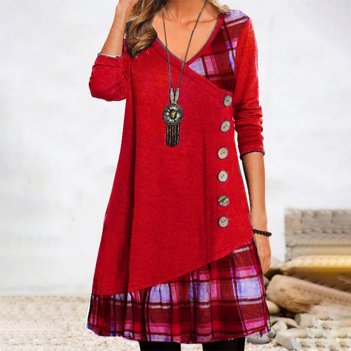 Mune | Long sleeve checked dress
